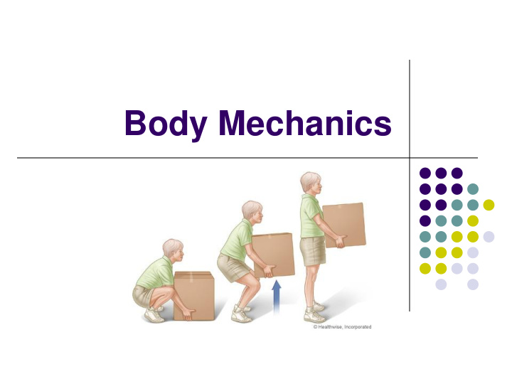 body mechanics review last lecture