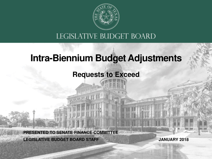 intra biennium budget adjustments