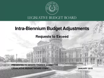 Intra-Biennium Budget Adjustments  Requests to Exceed  PRESENTED TO SENATE FINANCE COMMITTEE
