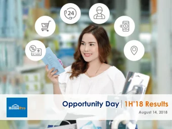 Opportunity Day 1H18 Results  August 14, 2018  Disclaimer This Presentation (The