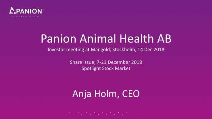 panion animal health ab
