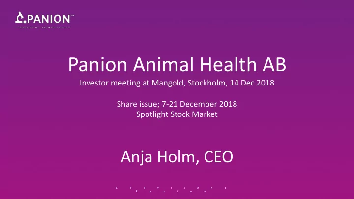 panion animal health ab