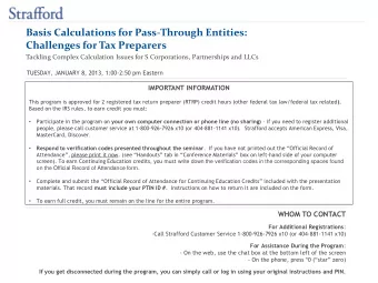 Basis Calculations for Pass-Through Entities:  Challenges for Tax Preparers  Tackling Complex