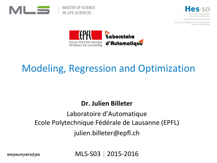 modeling regression and optimization