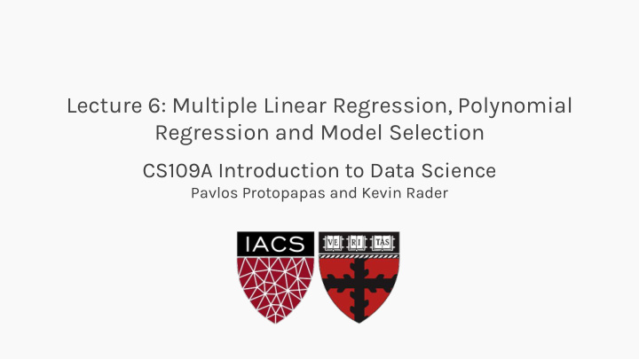 lecture 6 multiple linear regression polynomial