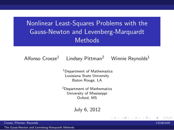 nonlinear least squares problems with the gauss newton