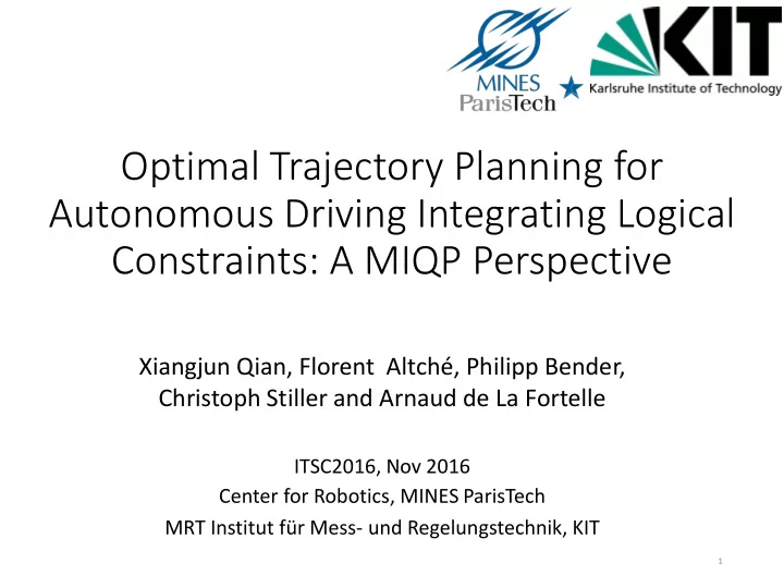 optimal trajectory planning for