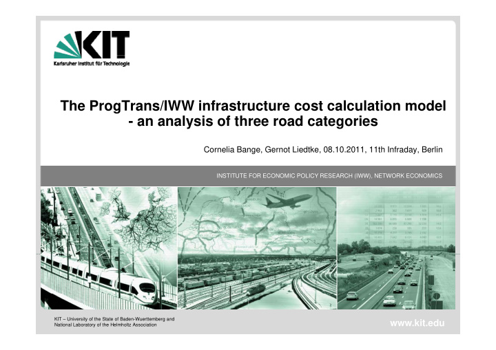 the progtrans iww infrastructure cost calculation model