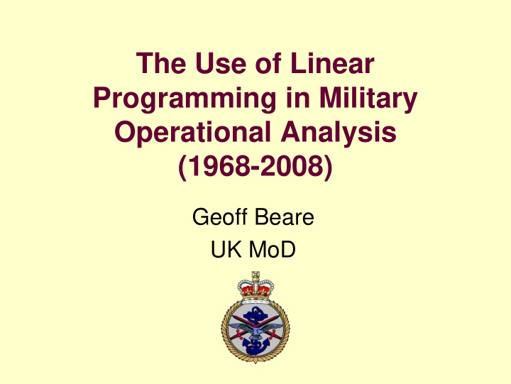 the use of linear programming in military operational