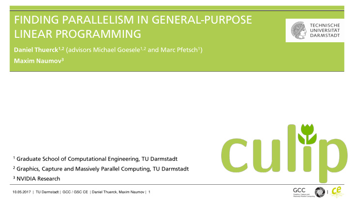 finding parallelism in general purpose linear programming