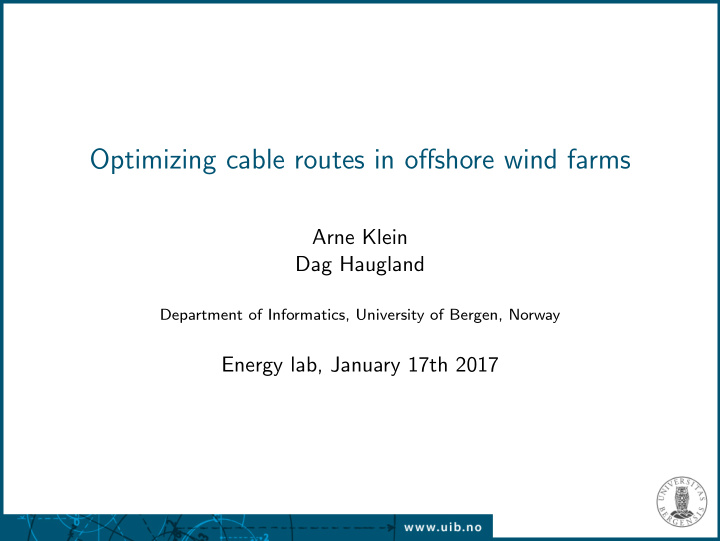 optimizing cable routes in offshore wind farms