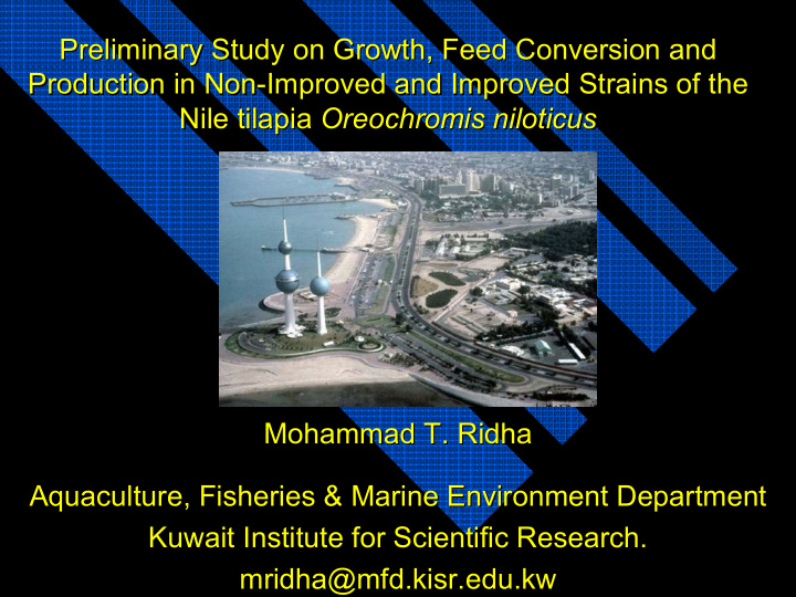 preliminary study on growth feed conversion and