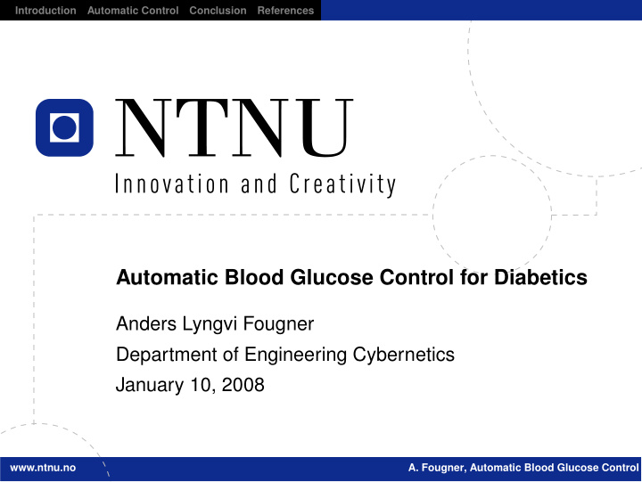 automatic blood glucose control for diabetics