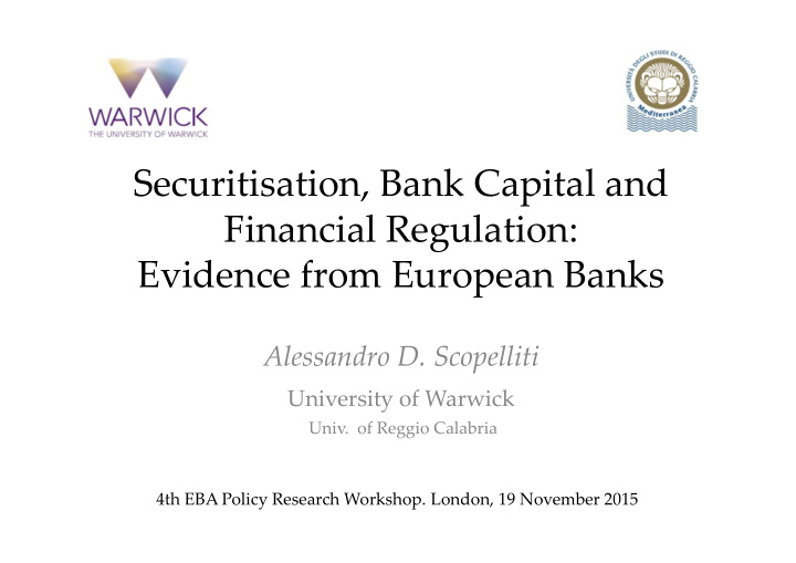 securitisation bank capital and financial regulation
