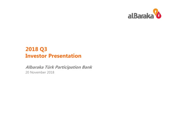 2018 q3 investor presentation