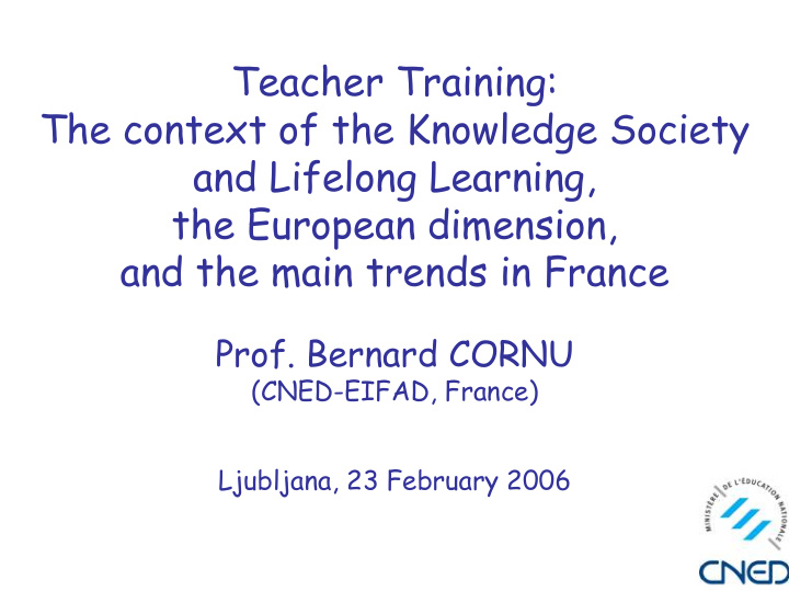 teacher training the context of the knowledge society and