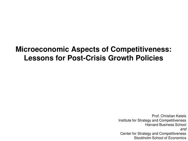 lessons for post crisis growth policies