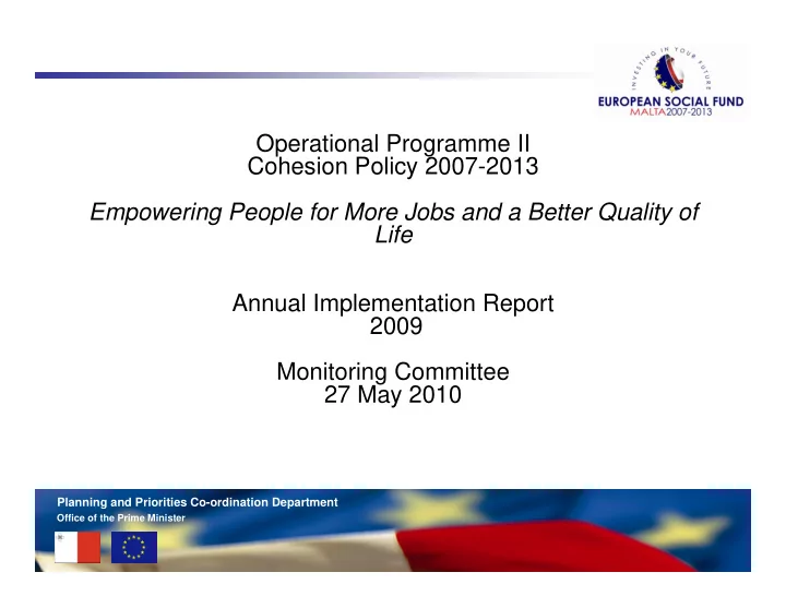 operational programme ii cohesion policy 2007 2013