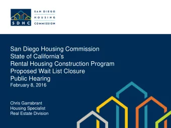 San Diego Housing Commission  State of Californias  Rental Housing Construction Program