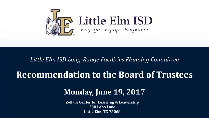 recommendation to the board of trustees
