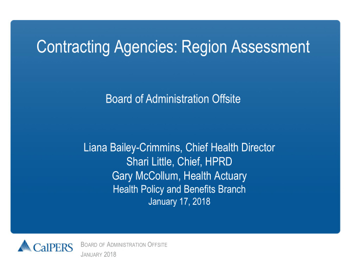 contracting agencies region assessment
