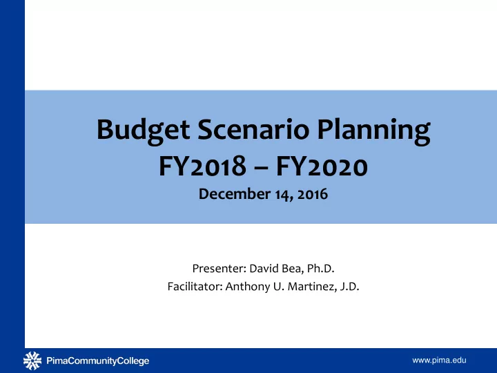 budget scenario planning fy2018 fy2020