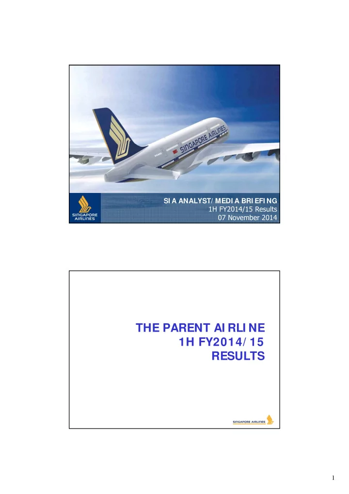 the parent ai rli ne 1h fy2014 15 results