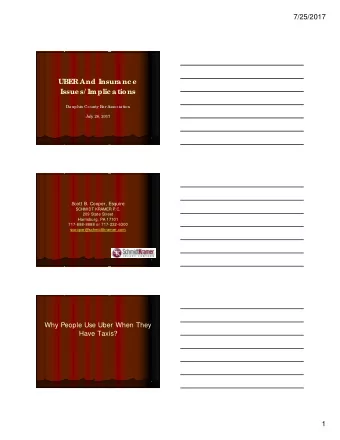 7/25/2017  UBE  R And Insur  anc e  Issue s/ Implic ations  Dauphin Co unty Bar Asso c iatio n