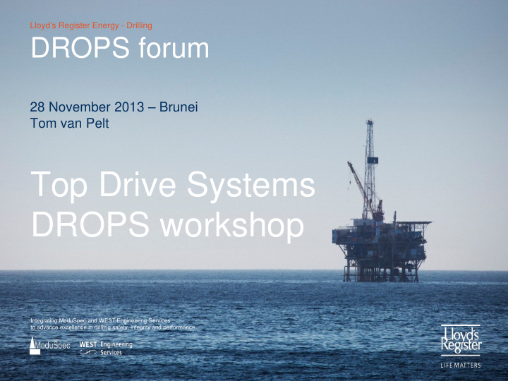 top drive systems drops workshop