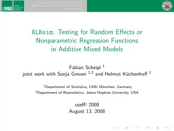 RLRsim : Testing for Random Effects or  Nonparametric Regression Functions  in Additive Mixed