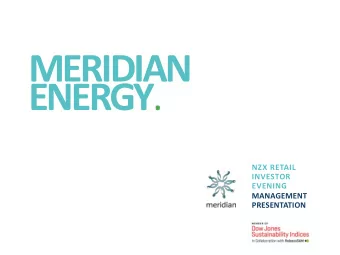 MERIDIAN ENERGY .  NZX RETAIL  INVESTOR  EVENING  MANAGEMENT  PRESENTATION  NZ electricity sector.