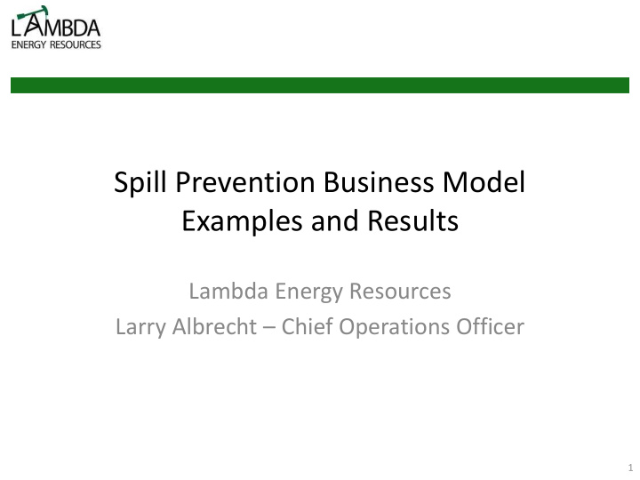 spill prevention business model examples and results