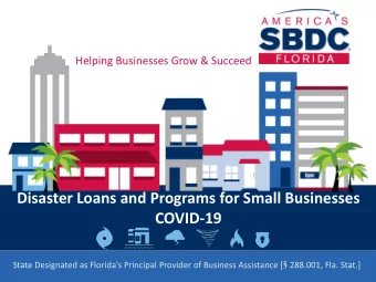 COVID-19 State Designated as Florida's Principal Provider of Business Assistance [  288.001, Fla.