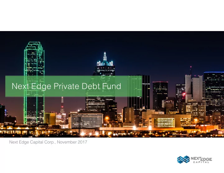 next edge private debt fund