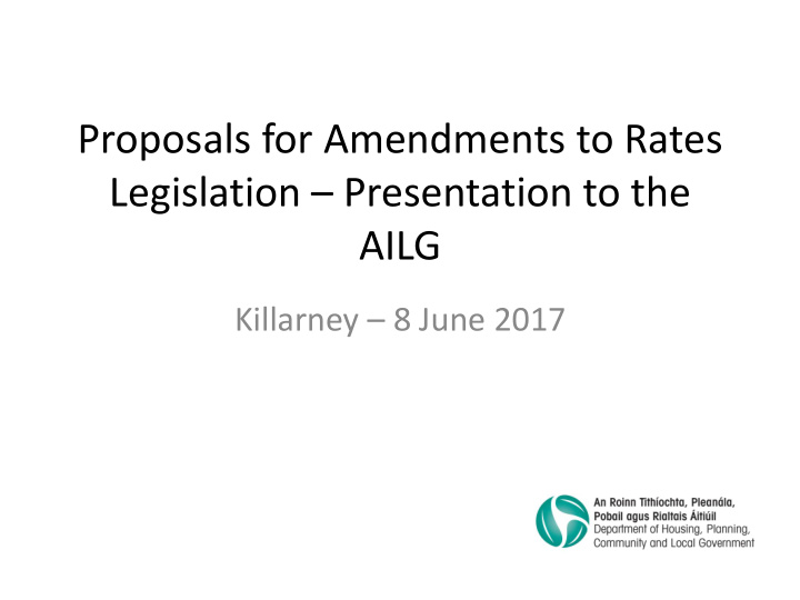 legislation presentation to the