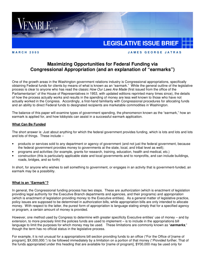 legislative issue brief
