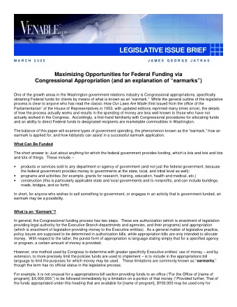 LEGISLATIVE ISSUE BRIEF  M A R C H  2 0 0 5                                                  J A M