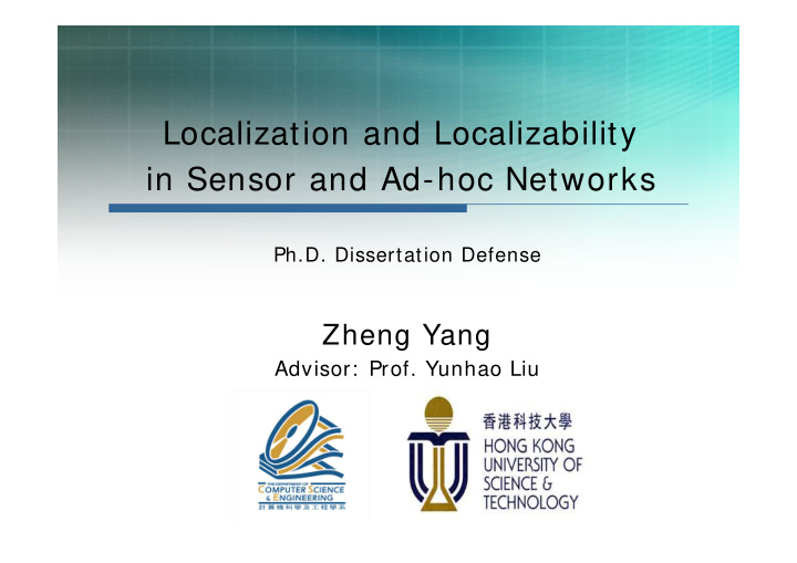 localization and localizability in sensor and ad hoc