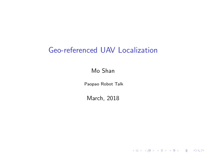 geo referenced uav localization