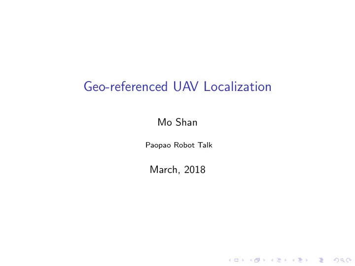 geo referenced uav localization