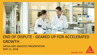 END OF DISPUTE - GEARED UP FOR ACCELERATED  GROWTH  MEDIA AND ANALYSTS PRESENTATION  MAY 11, 2018