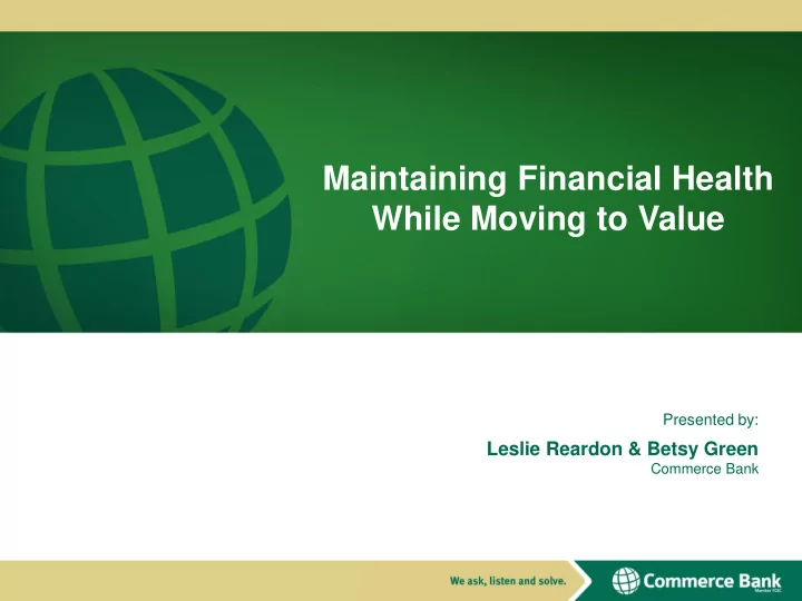 maintaining financial health