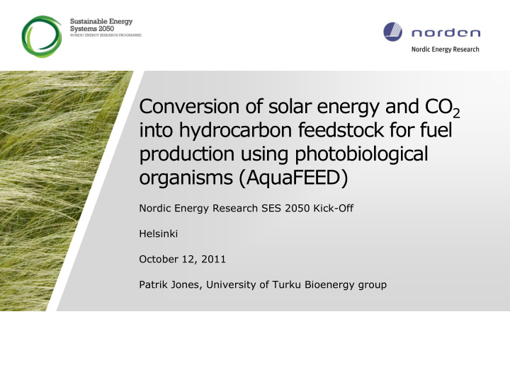 conversion of solar energy and co 2