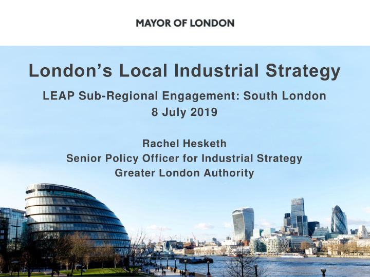 london s local industrial strategy