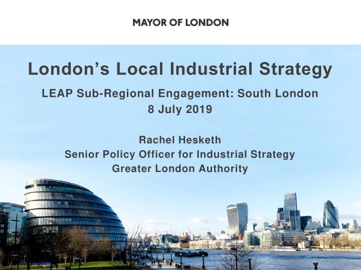 london s local industrial strategy