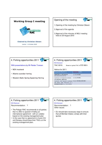 Opening of the meeting