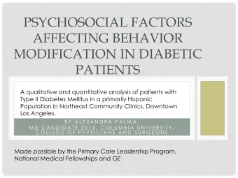 AFFECTING BEHAVIOR  MODIFICATION IN DIABETIC  PATIENTS  A qualitative and quantitative analysis of