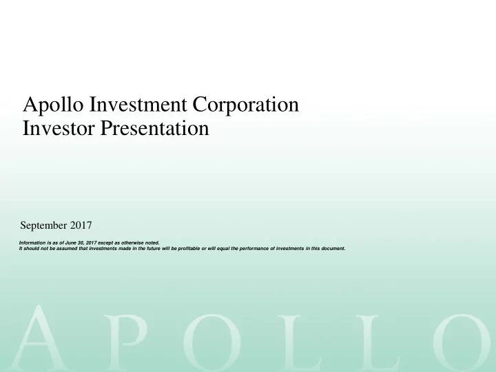 apollo investment corporation investor presentation
