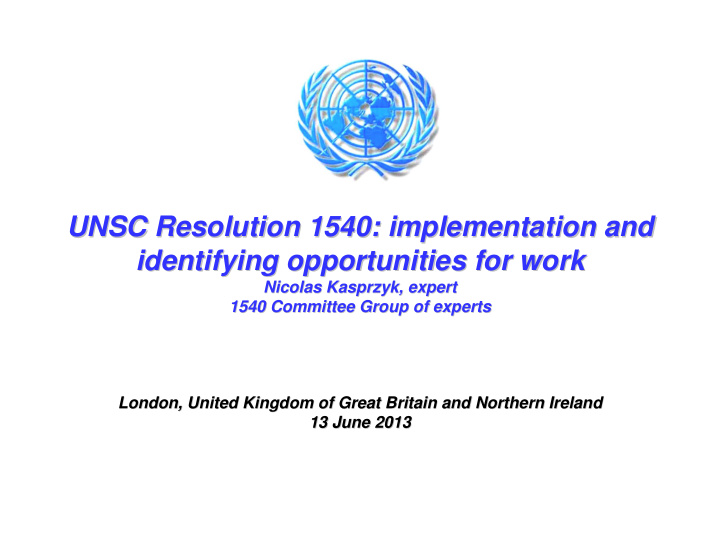 unsc resolution 1540 implementation and unsc resolution