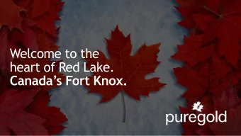 Welcome to the  heart of Red Lake.  Canadas Fort Knox.  FORWARD LOOKING STATEMENTS  This